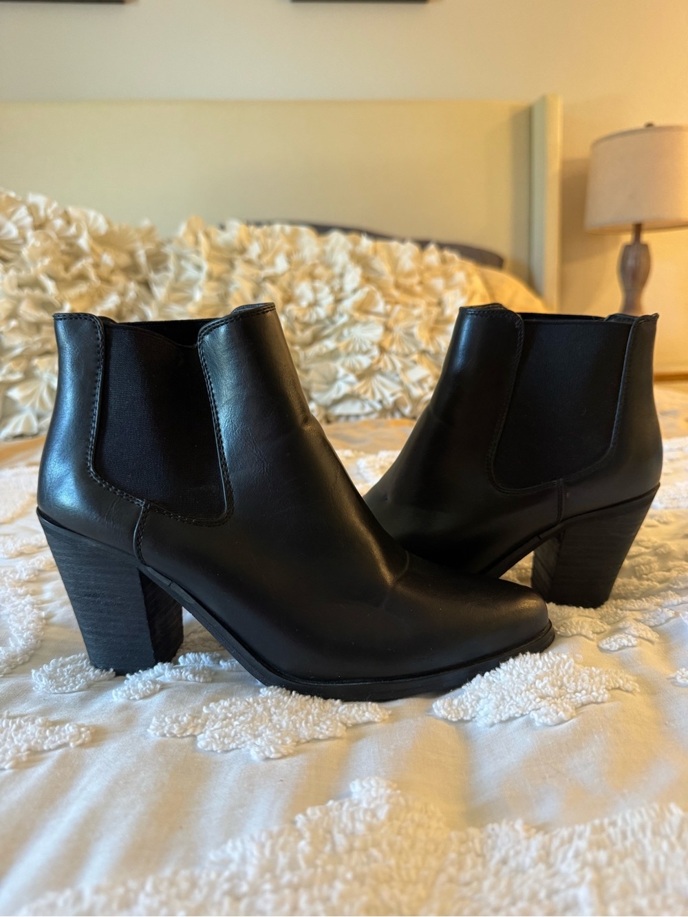 Women's Black Chelsea Ankle Boots with Block Heel